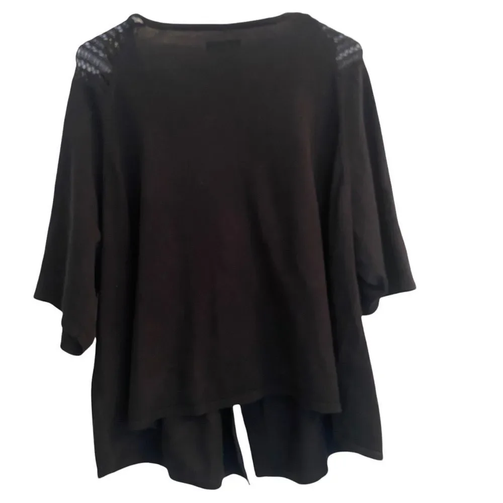Avenue Black Short Sleeve Cardigan Sz 22/24‎